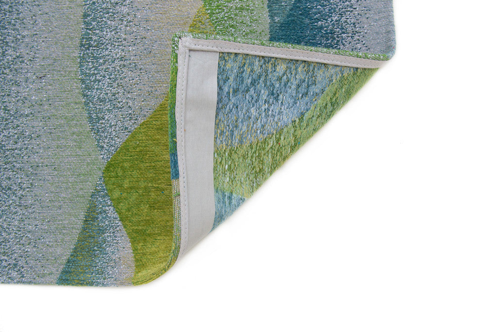 3' X 5' Green and Yellow Abstract Non Skid Area Rug
