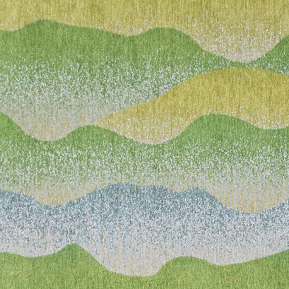 3' X 5' Green and Yellow Abstract Non Skid Area Rug