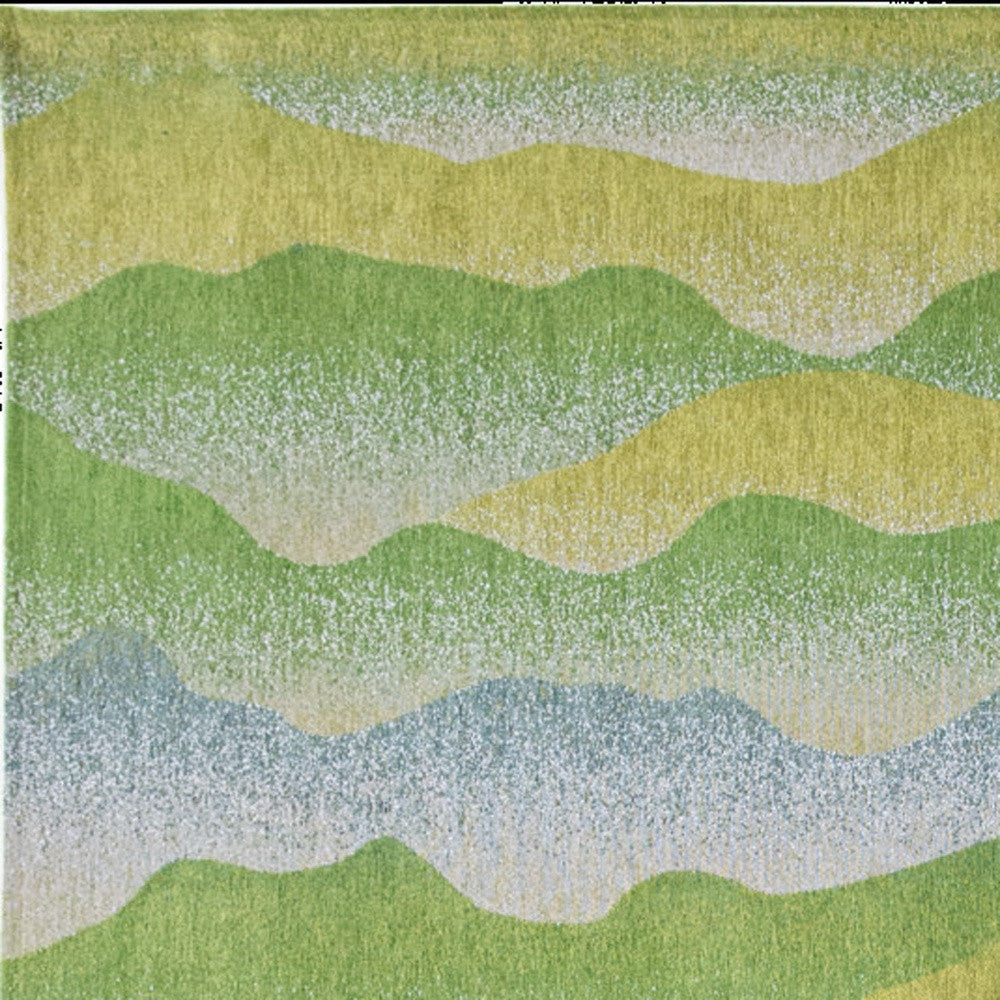 3' X 5' Green and Yellow Abstract Non Skid Area Rug