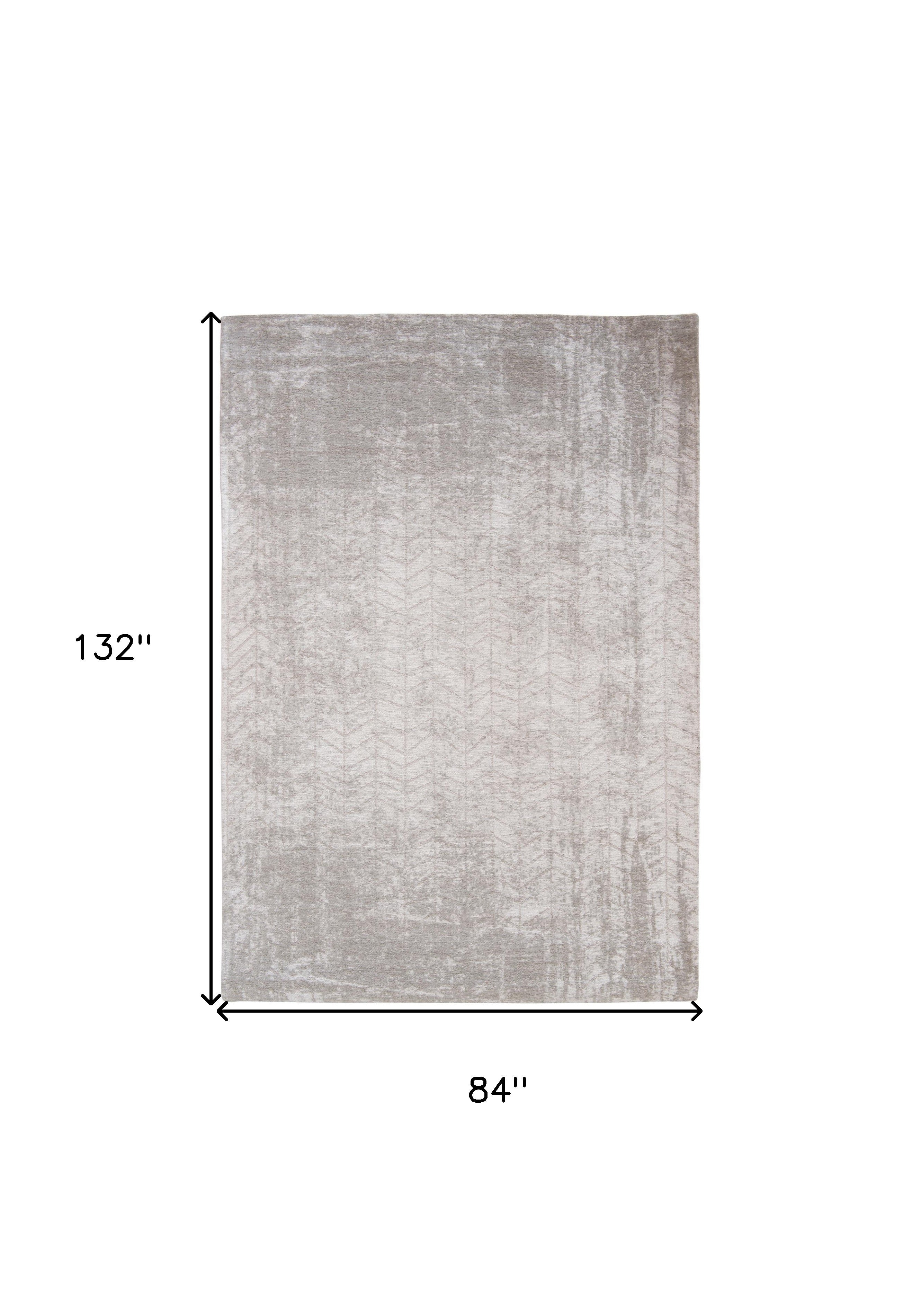 8' x 11' Gray and White Chevron Non Skid Area Rug