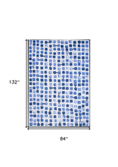 8' x 11' Blue Geometric Non Skid Area Rug