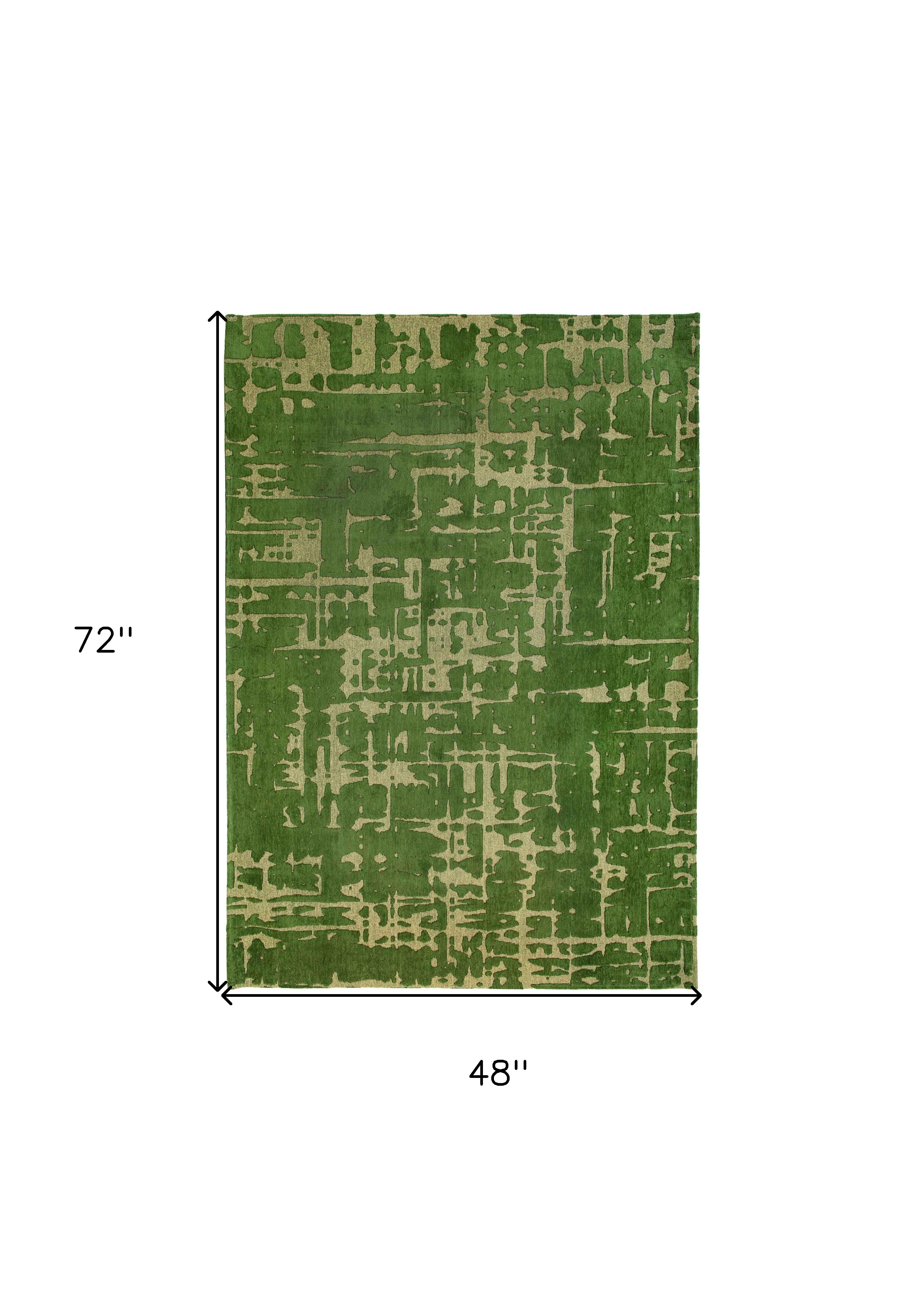 5' x 7' Green Abstract Non Skid Area Rug