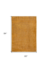 6' X 8' Yellow Abstract Non Skid Area Rug