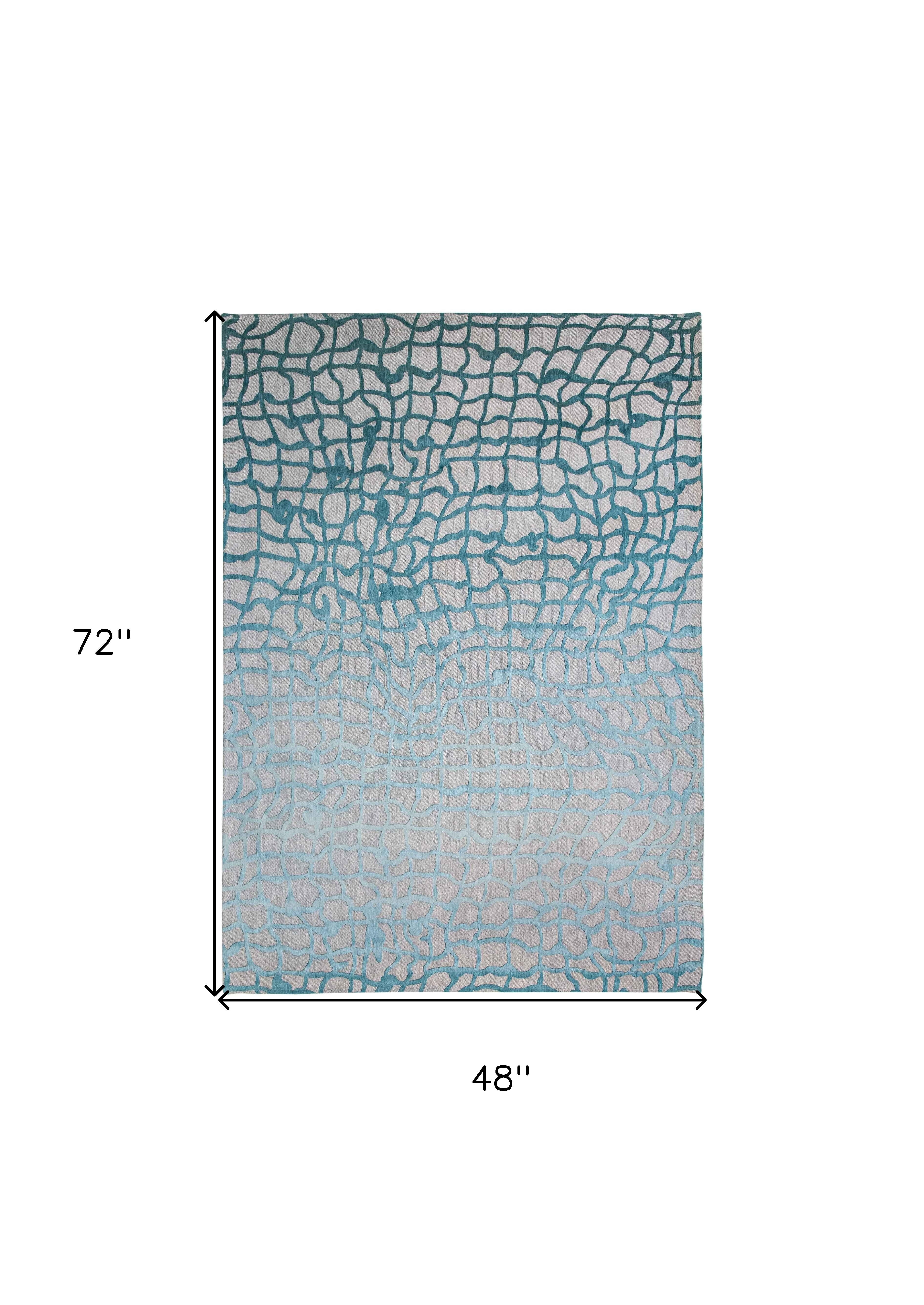 5' x 7' Blue and Gray Abstract Non Skid Area Rug