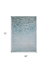 5' x 7' Blue and Gray Abstract Non Skid Area Rug