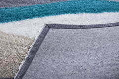 8' x 11' Gray Black and Blue Shag Hand Tufted Area Rug