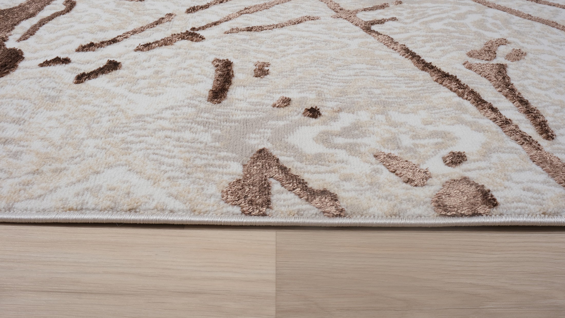 9' x 12' Ivory and Brown Abstract Area Rug
