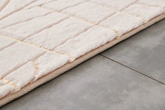 2' x 3' Beige and Gold Faux Fur Abstract Shag Non Skid Area Rug
