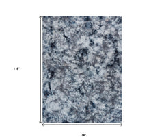 7' x 10' Gray and White Faux Fur Abstract Shag Non Skid Area Rug