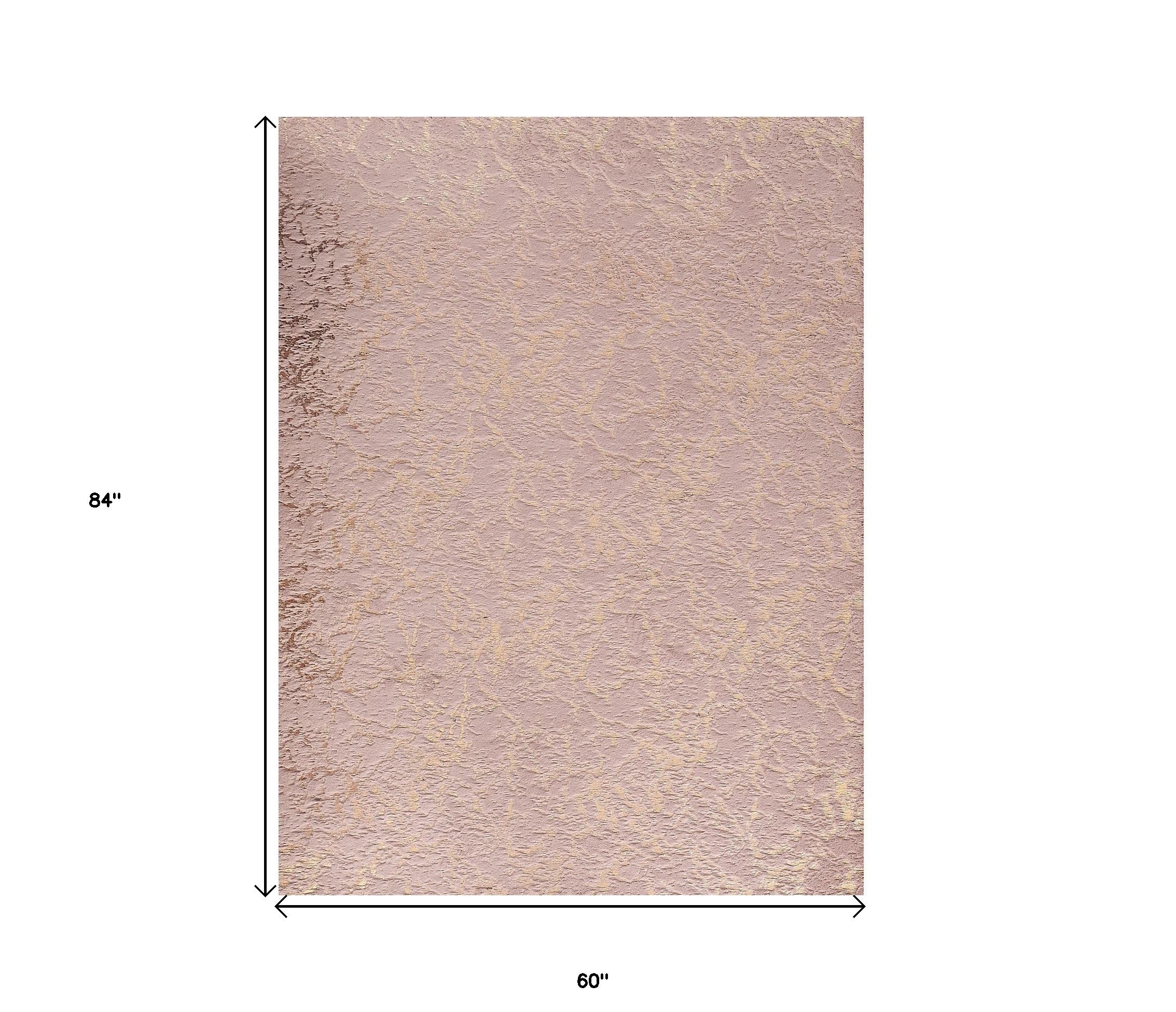 5' x 7' Pink and Gold Faux Fur Abstract Shag Non Skid Area Rug