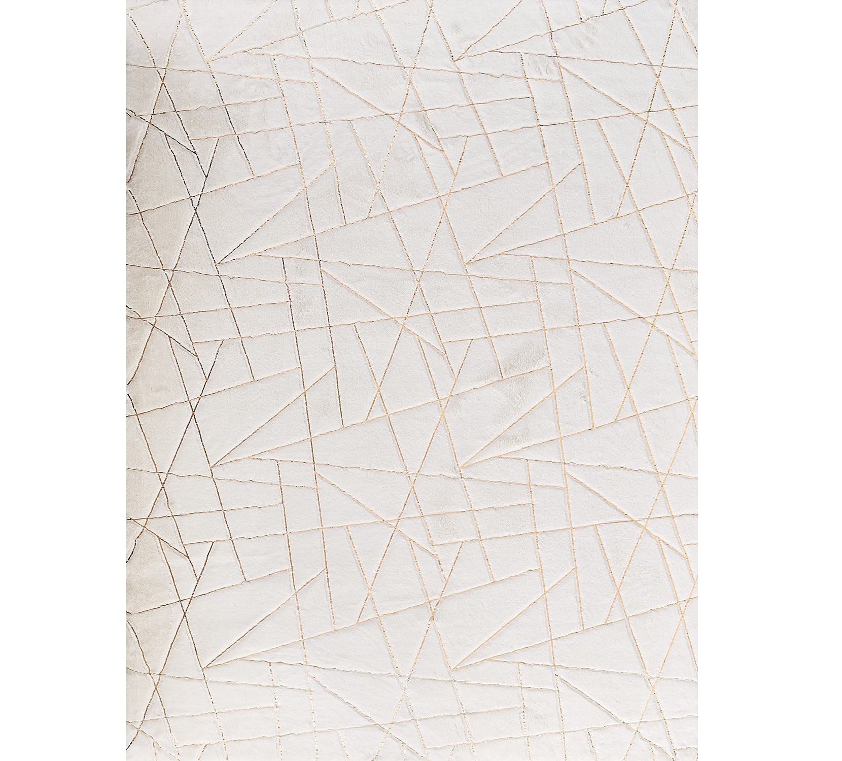 8' x 11' White and Gold Faux Fur Abstract Shag Non Skid Area Rug