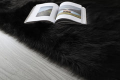 5' x 7' Black Shag Sheepskin Washable Area Rug