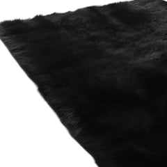 5' x 7' Black Shag Sheepskin Washable Area Rug