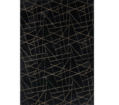 5' x 7' Black and Gold Faux Fur Abstract Shag Non Skid Area Rug