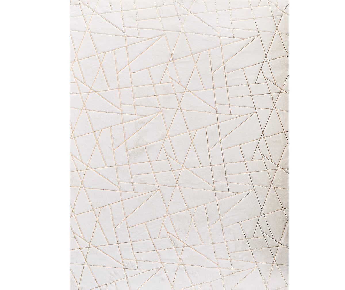 3' X 5' White and Gold Faux Fur Abstract Shag Non Skid Area Rug
