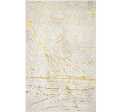 5' x 8' Ivory and Gold Abstract Area Rug