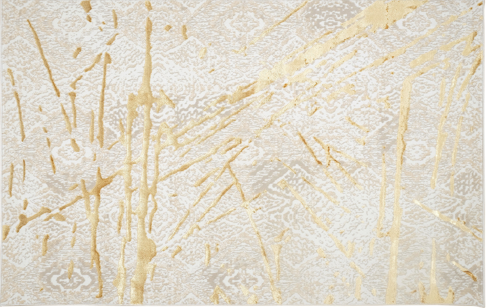 5' x 8' Ivory and Gold Abstract Area Rug