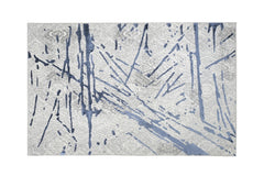 4' x 6' Ivory and Blue Abstract Area Rug