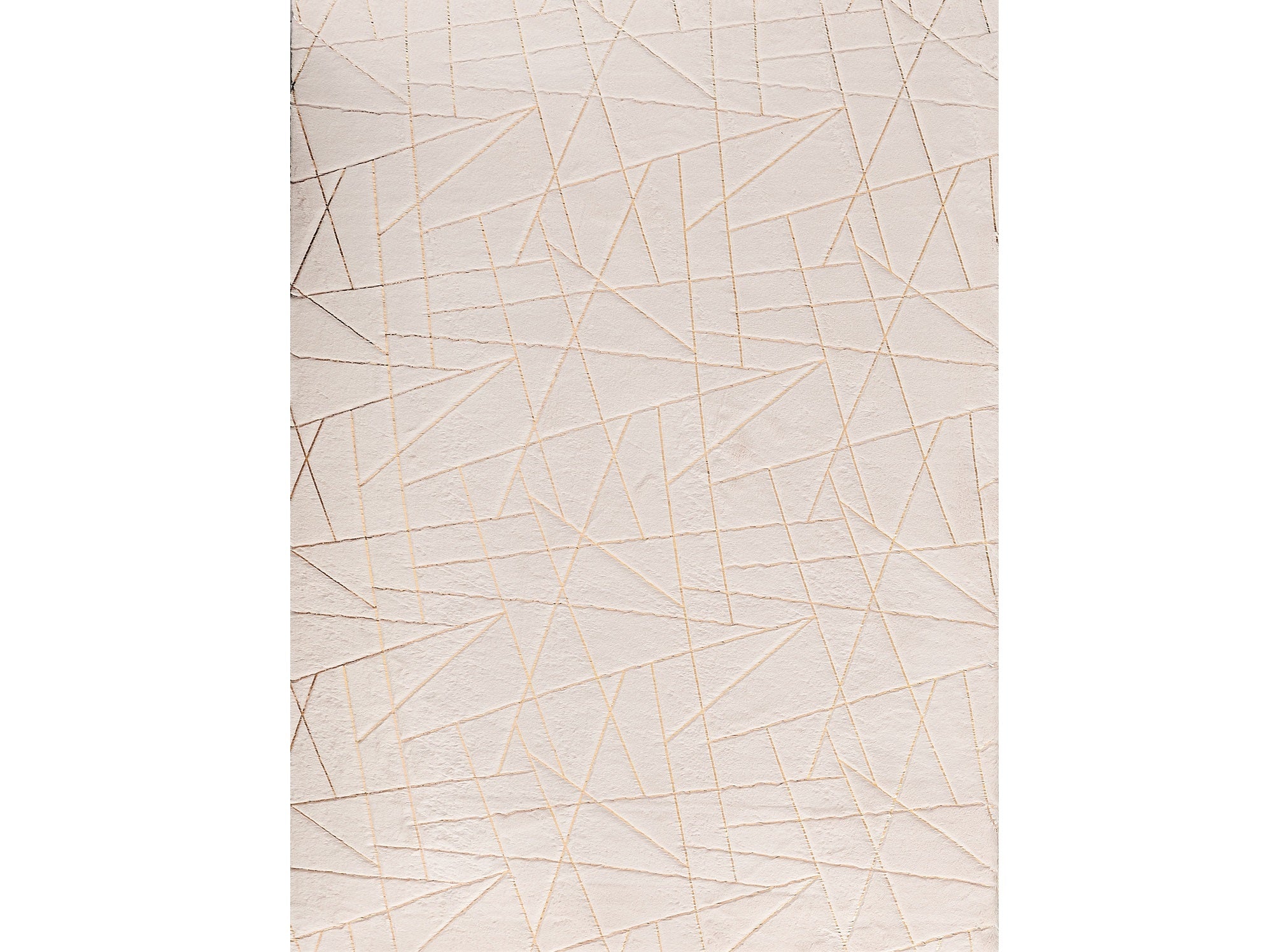 4' x 6' Beige and Gold Faux Fur Abstract Shag Non Skid Area Rug