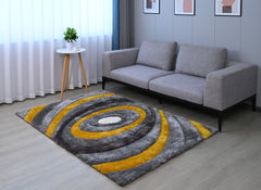 8' x 11' Gray and Yellow Shag Hand Tufted Area Rug