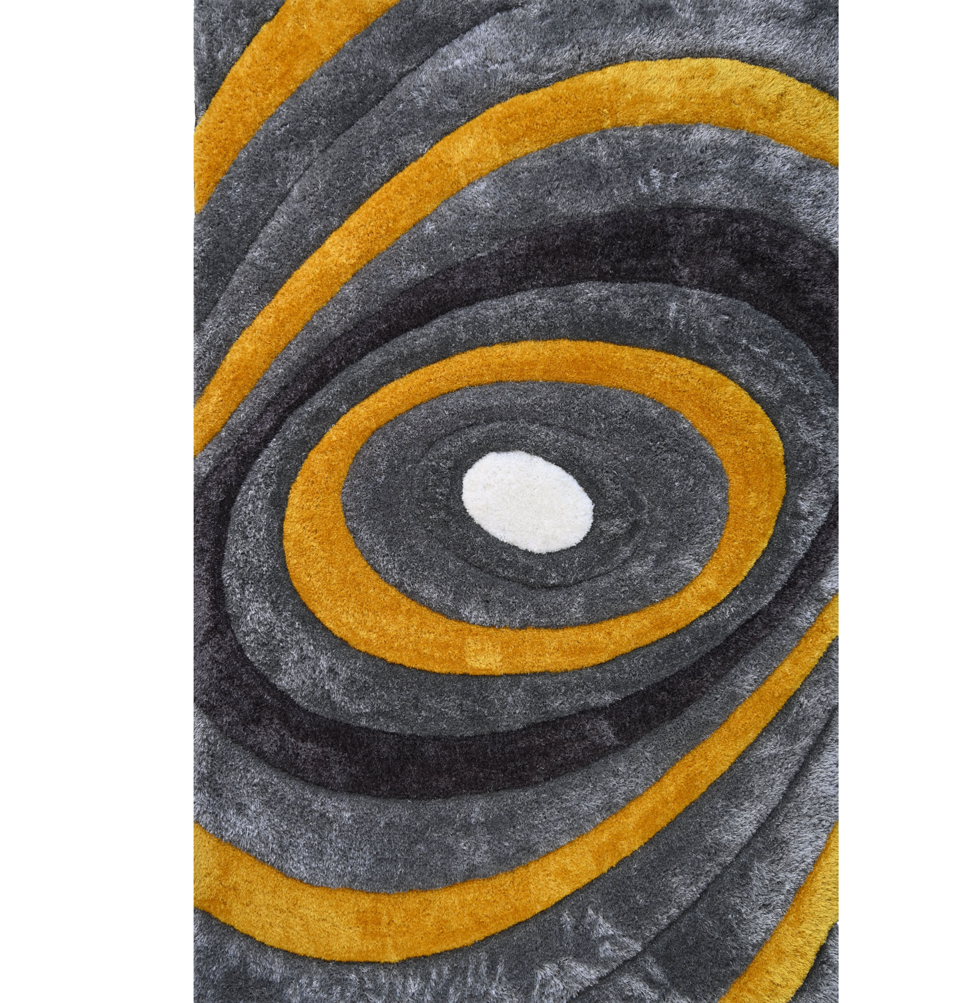 8' x 11' Gray and Yellow Shag Hand Tufted Area Rug