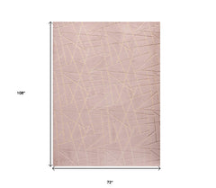6' x 9' Pink and Gold Faux Fur Abstract Shag Non Skid Area Rug