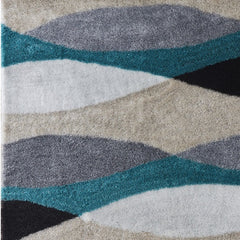 2' x 3' Gray Black and Blue Shag Hand Tufted Area Rug