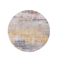 8' White Round Abstract Non Skid Area Rug