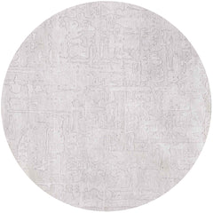 5' White Round Abstract Non Skid Area Rug