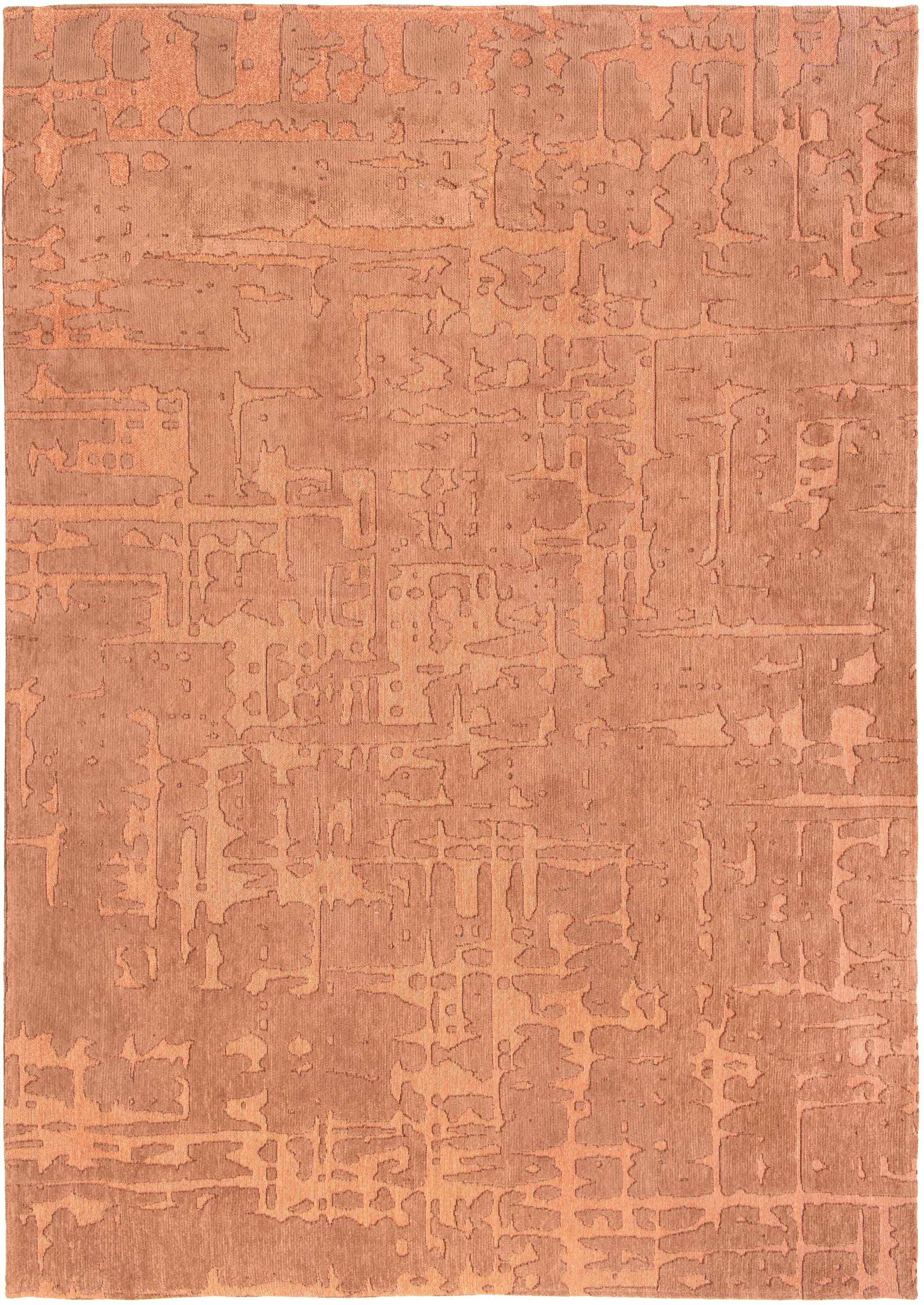 5' Orange Round Abstract Non Skid Area Rug