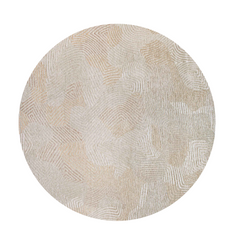 8' Beige and White Round Abstract Non Skid Area Rug