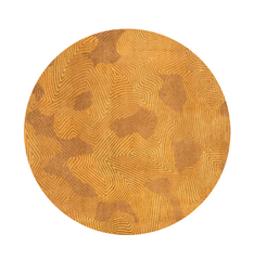 8' Yellow Round Abstract Non Skid Area Rug