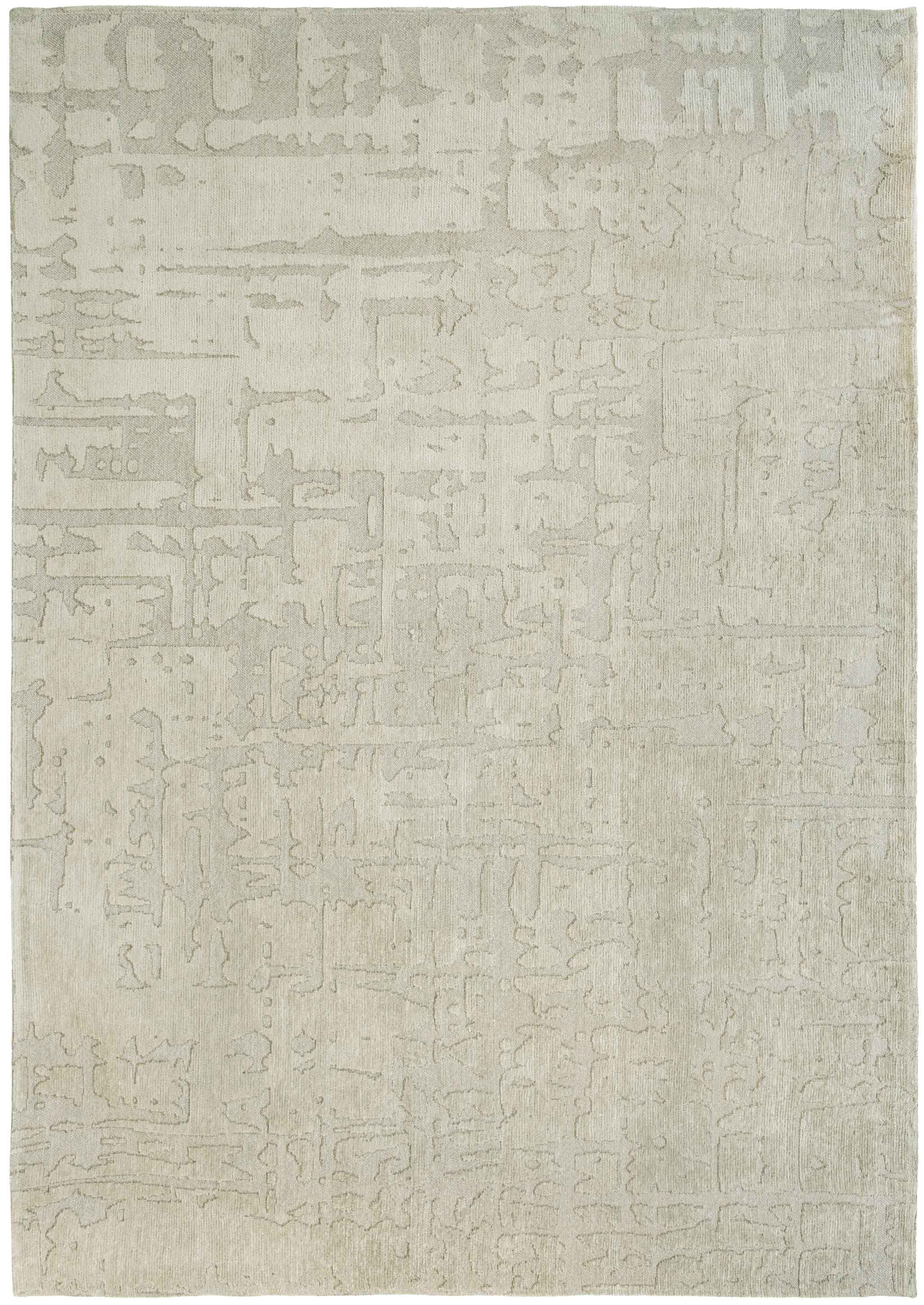 8' Gray and Beige Round Abstract Non Skid Area Rug