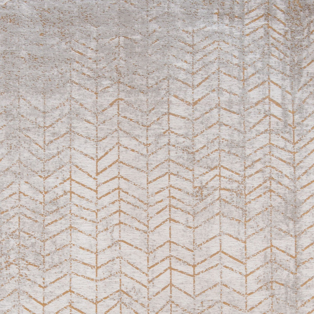 8' Gray and Yellow Round Chevron Non Skid Area Rug
