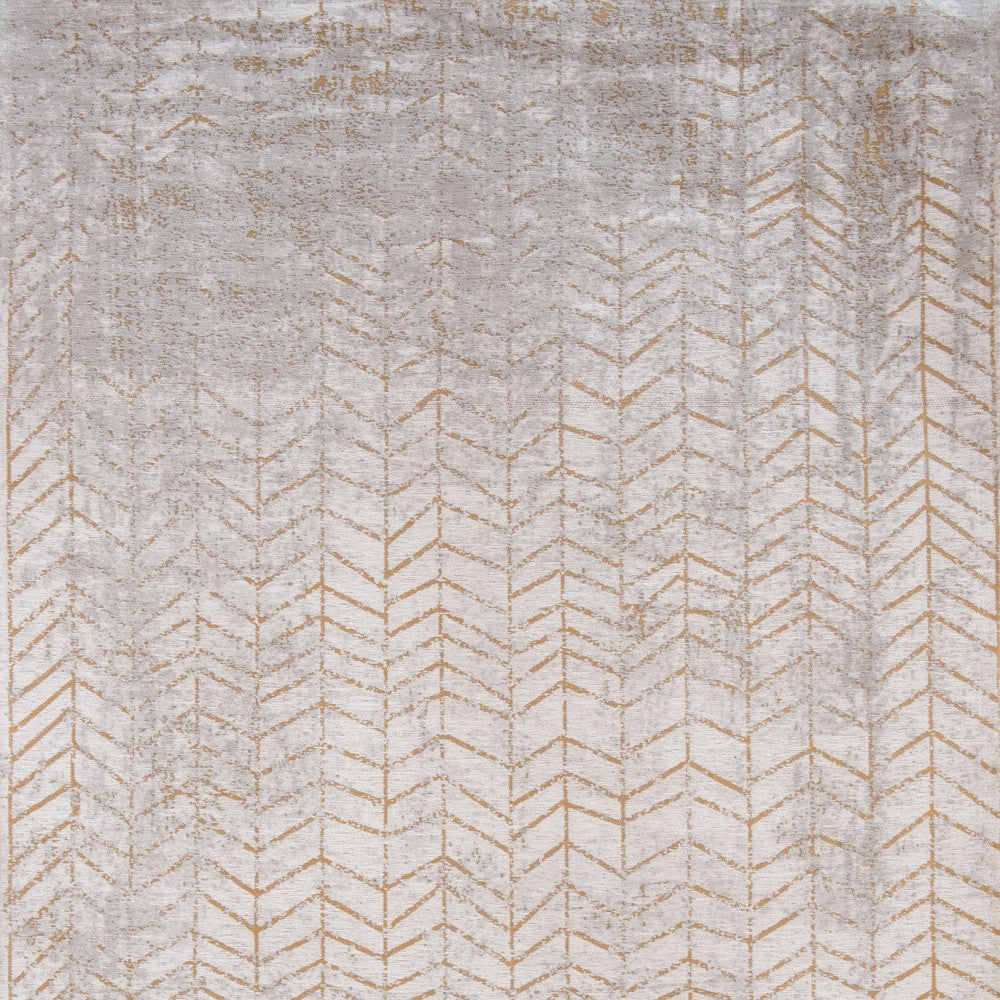 8' Gray and Yellow Round Chevron Non Skid Area Rug
