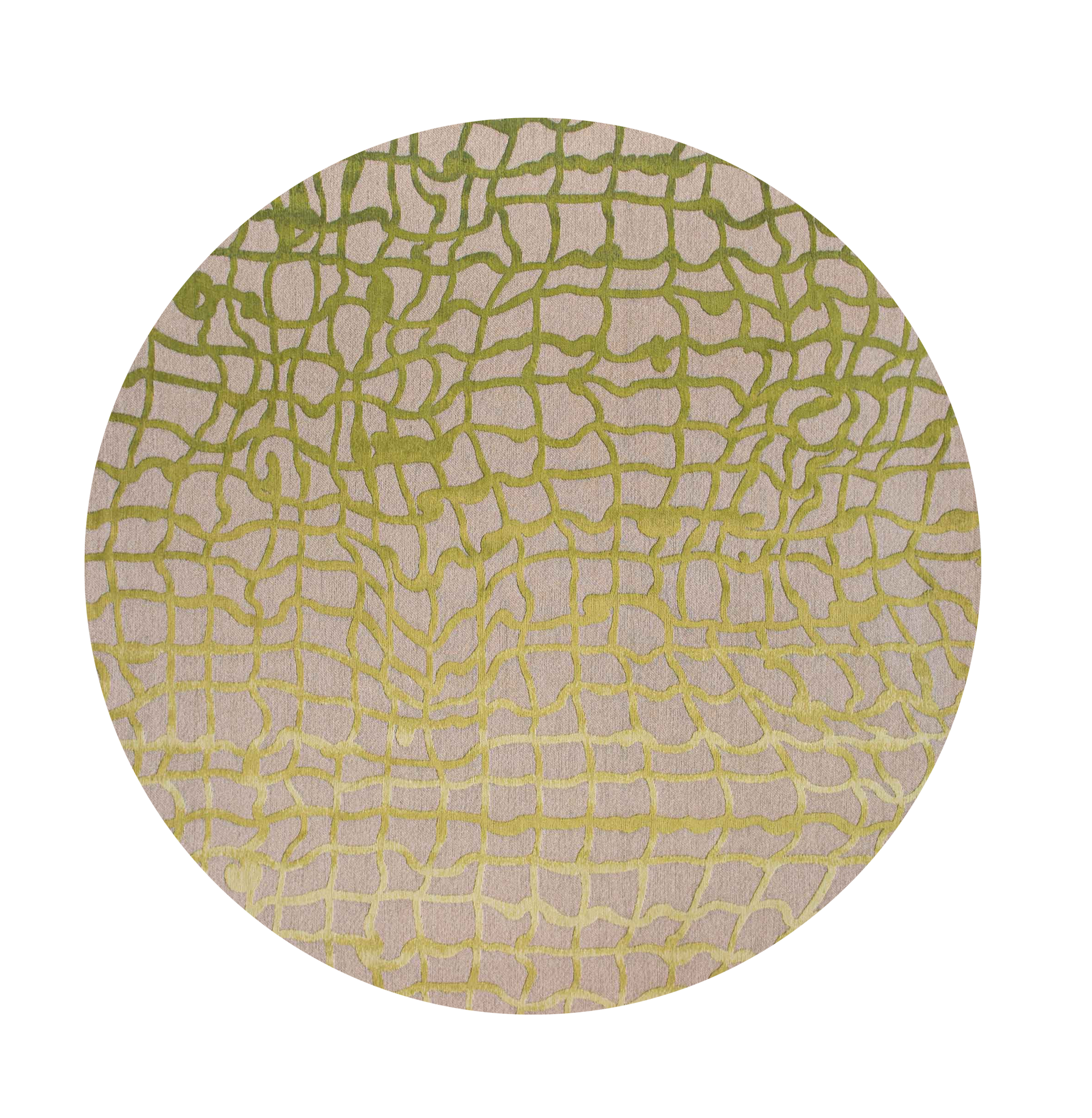 5' Gray and Green Round Abstract Non Skid Area Rug