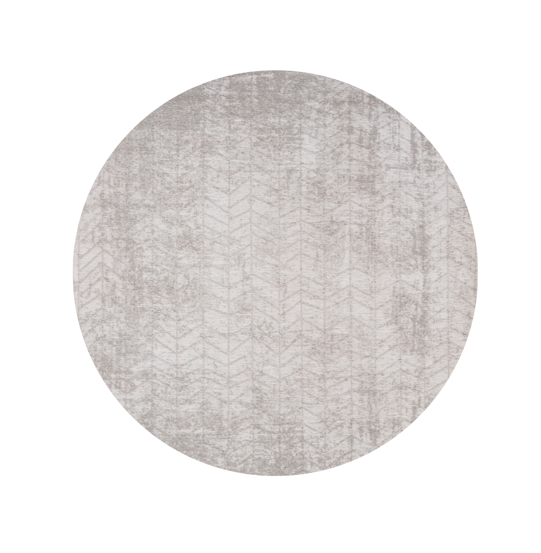 8' Gray and White Round Chevron Non Skid Area Rug