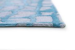 8' Blue and Gray Round Abstract Non Skid Area Rug