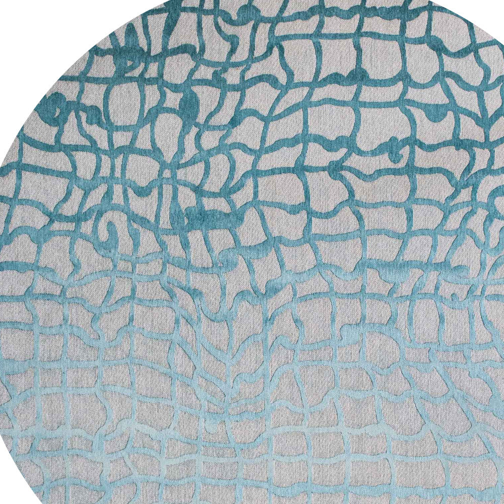 8' Blue and Gray Round Abstract Non Skid Area Rug