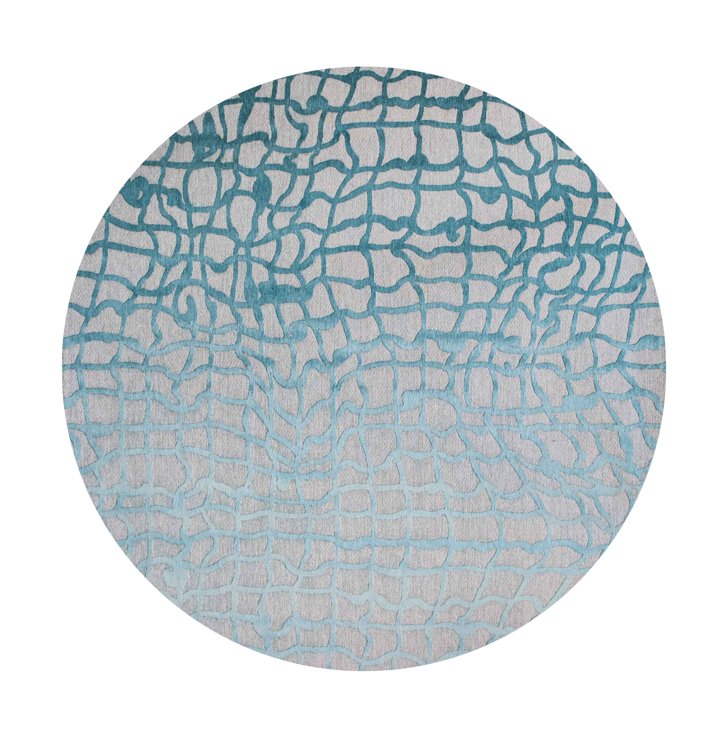 8' Blue and Gray Round Abstract Non Skid Area Rug