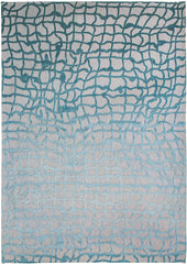 8' Blue and Gray Round Abstract Non Skid Area Rug