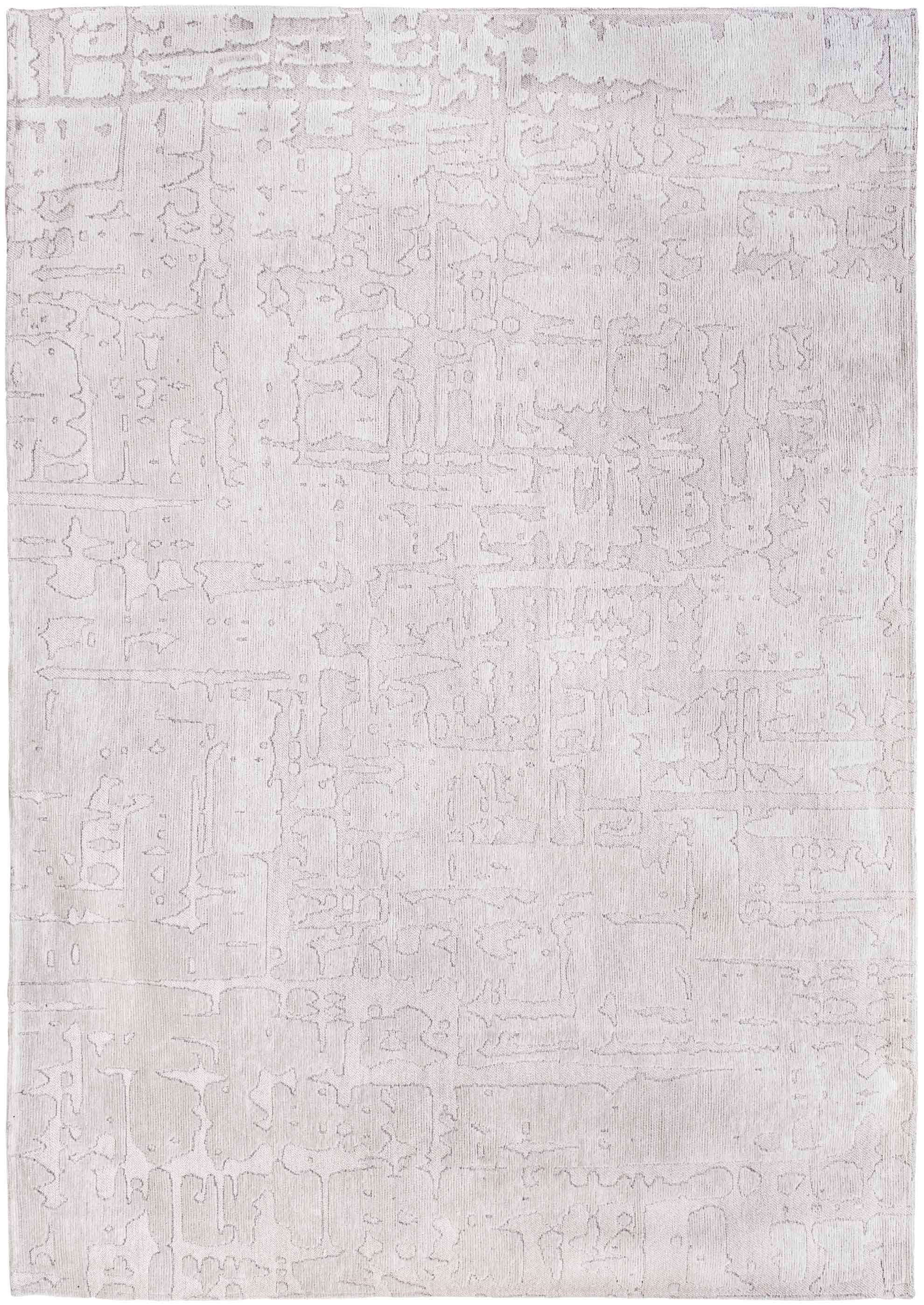 8' White Round Abstract Non Skid Area Rug