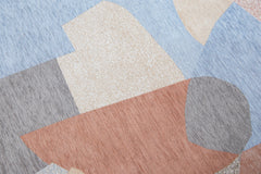 8' Blue and Gray Round Abstract Non Skid Area Rug