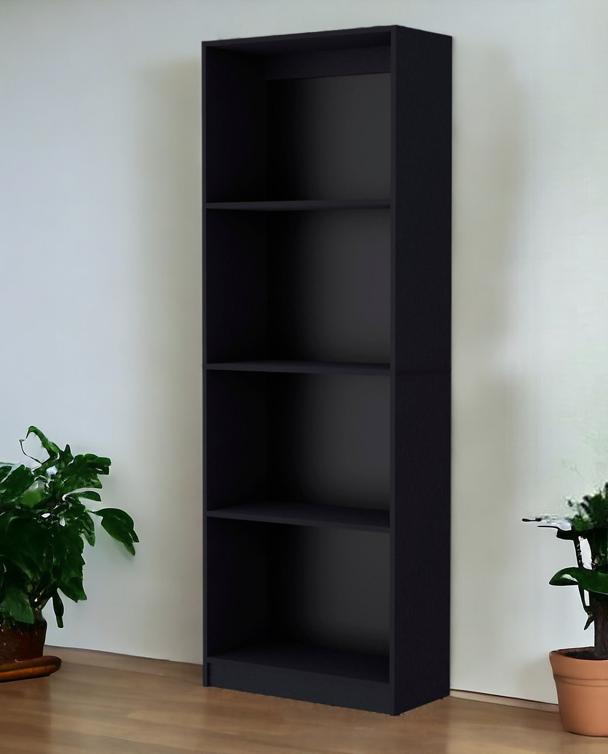 71" Black Four Tier Bookcase