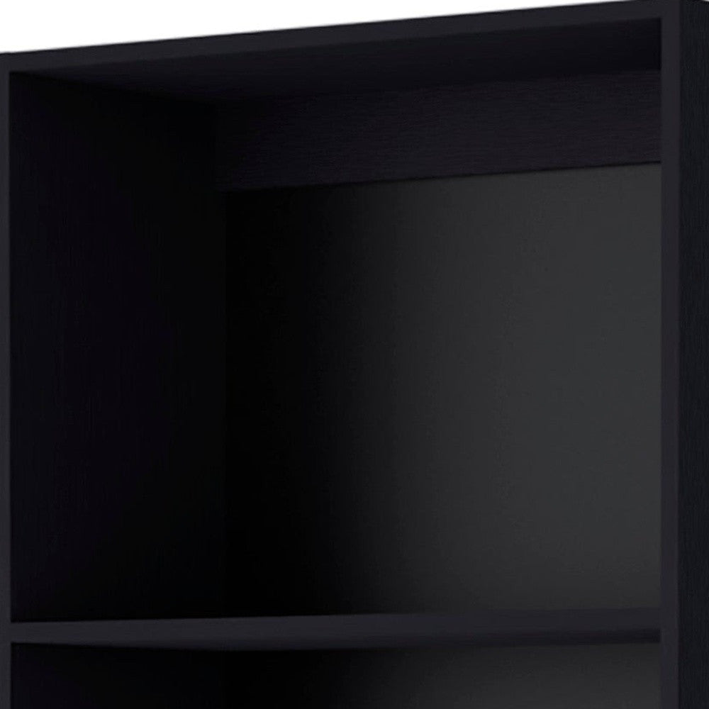 71" Black Four Tier Bookcase