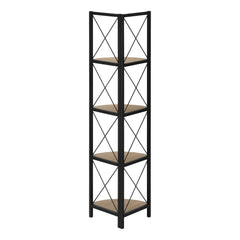 59" Taupe Metal Corner Bookcase