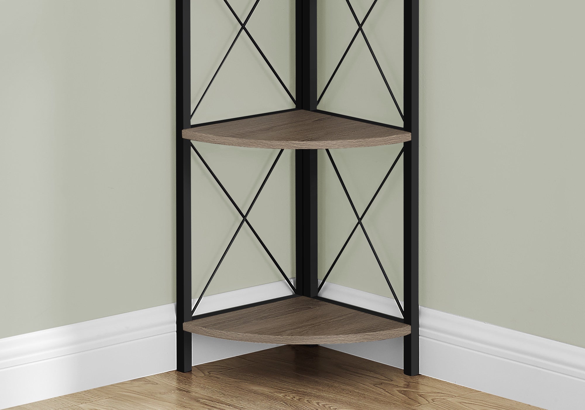 59" Taupe Metal Corner Bookcase