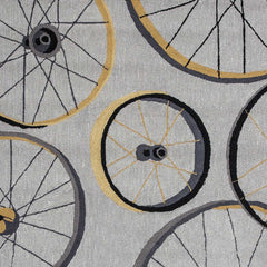 8'x10' Grey Hand Hooked Wheels Indoor Area Rug