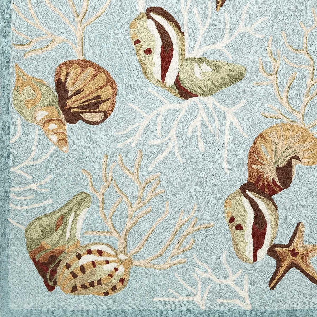 5' X 7' Blue Corals And Shells Indoor Area Rug