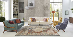 3' X 5' Multi Color Bordered Area Rug